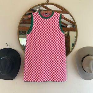Zara mini pink white checkered green lining